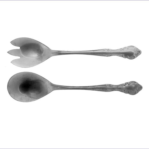 ESTIA GOURMET Cascade Floral 9 Inch Stainless Steel 2pc Salad Serving Set - RARE - Picture 2 of 7